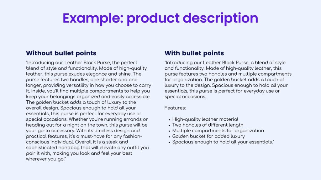 bullet points ecommerce